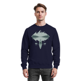 Arvenzo Mirror Lake navy sweatshirt with a simple crew neck, front view, made from soft, comfortable fabric.