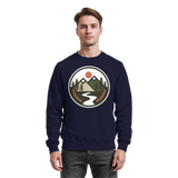 Arvenzo open ground navy sweatshirt showing a front view with a classic crewneck and casual fit.