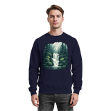 Arvenzo Fall Creek sweatshirt in navy blue, front view showing classic crewneck design and soft fabric texture.