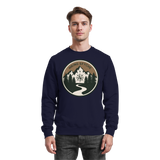 Arvenzo Trail Crest sweatshirt in navy blue, front view showing a classic crewneck design and ribbed cuffs.