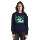 Arvenzo silver run sweatshirt in navy, front view showing classic crewneck design and soft fabric texture.