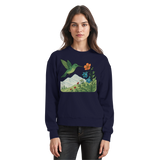 Arvenzo Bloom Wing sweatshirt in navy, front view showing classic crew neck and minimalist design, made of soft cotton fabric