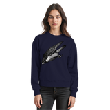 Arvenzo Swift Dive navy sweatshirt with front design, classic crew neck, and comfortable fit, shown from the front.