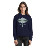 Arvenzo Mirror Lake navy sweatshirt with a front design, made of soft fabric, displayed on a plain background.