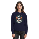 Navy Arvenzo Star Map sweatshirt with a celestial star pattern on the front, made of cozy sweatshirt fabric.