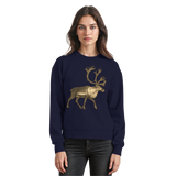 Arvenzo Tundra Walk sweatshirt in navy, front view showing a classic crewneck design and soft cotton fabric.