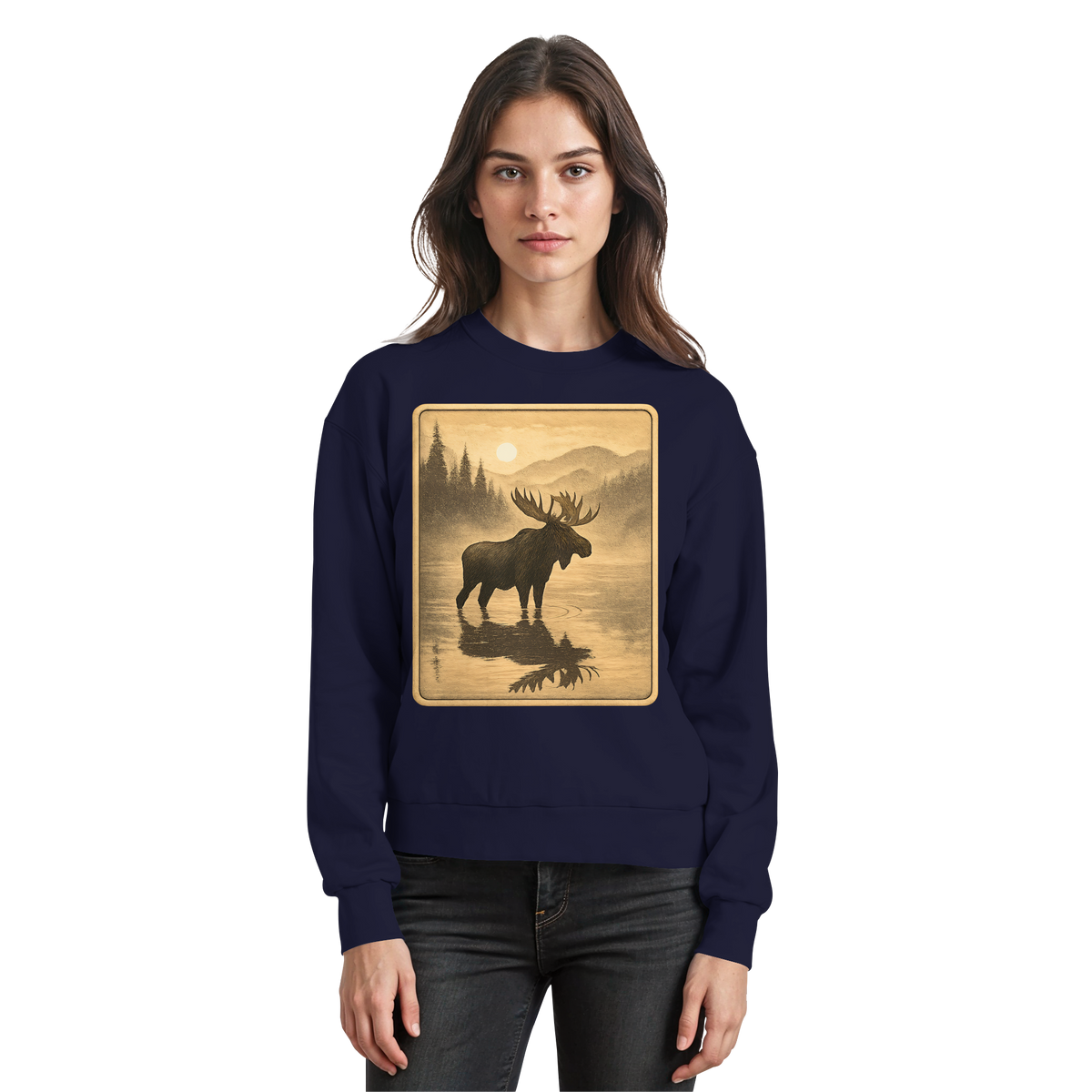 Arvenzo Calm Shore navy sweatshirt with a simple front design, made from soft, comfortable fabric.