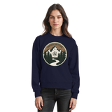 Arvenzo Trail Crest navy sweatshirt with a front view, showcasing a classic crewneck design in oxford navy color.