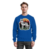 Arvenzo Lone Dusk sweatshirt in royal blue, front view showing a casual fit and classic crewneck design.