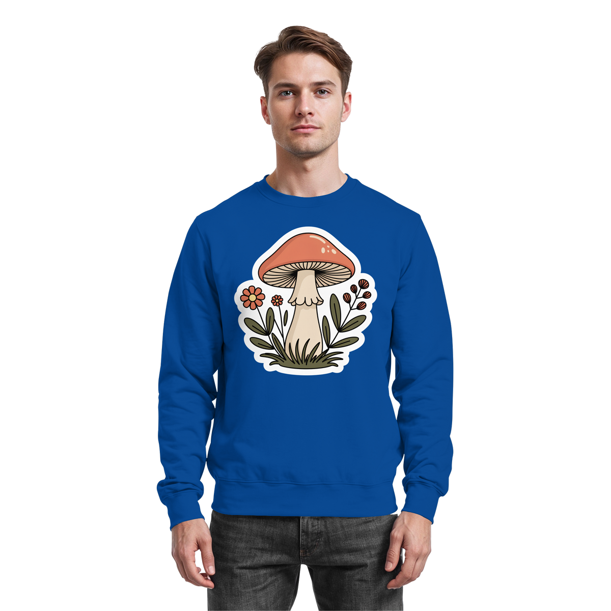 Royal blue Still Roots sweatshirt by Arvenzo, featuring a front basic design, made from comfortable fabric.
