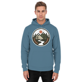 Front view of Arvenzo Open Ground unisex hoodie in Airforce Blue, featuring a basic design and comfortable fit.