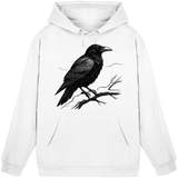 Front view of Arvenzo Dark Raven Hoodie, a unisex hoodie with a basic design in Arctic White color.
