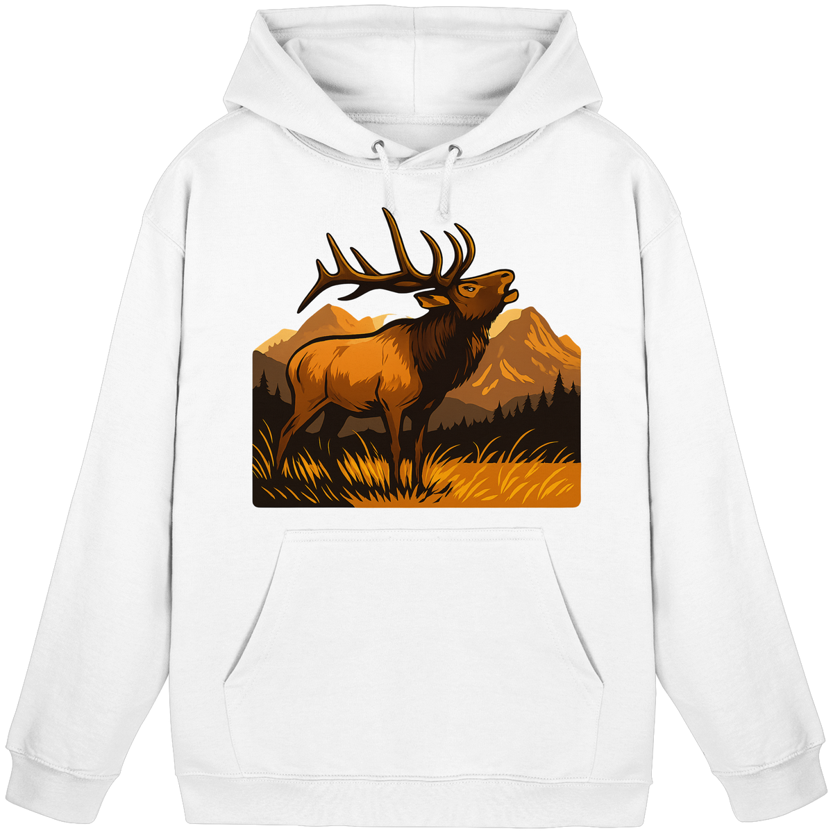 Arvenzo Elk Meadow Hoodie in Arctic White, front view of a unisex casual hoodie with a simple design.