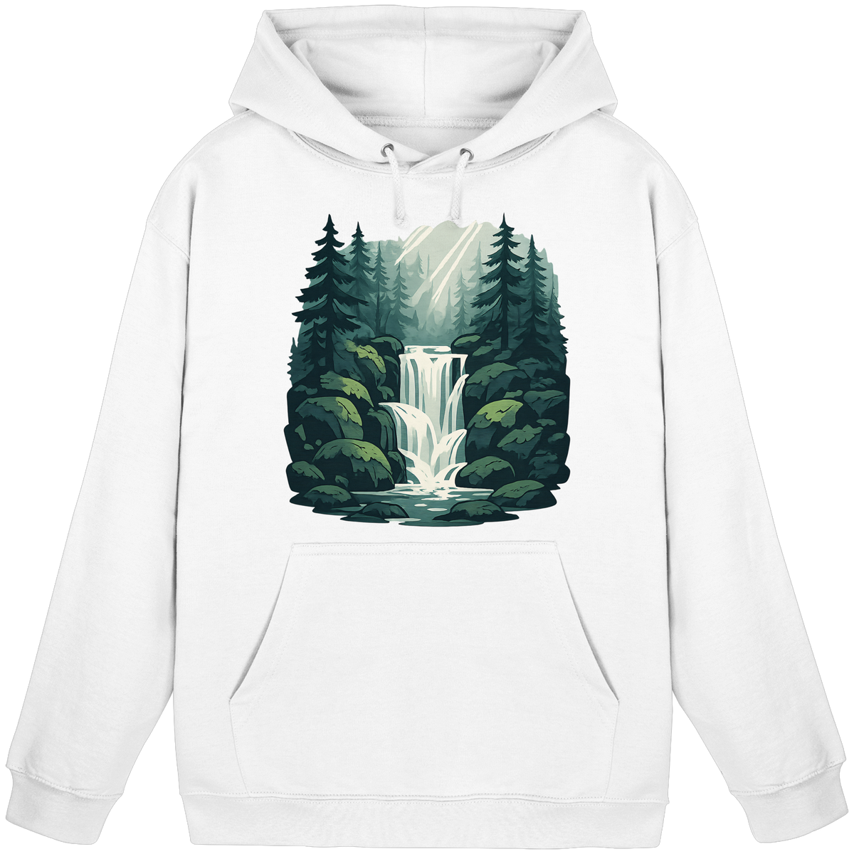 Arvenzo Fall Creek Hoodie in Arctic White, front view of a unisex casual hoodie with a simple design and soft fabric.