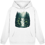 Arvenzo Fall Creek Hoodie in Arctic White, front view of a unisex casual hoodie with a simple design and soft fabric.