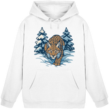 Arvenzo Snow Lynx hoodie in Arctic White, front view of a unisex hoodie with a simple design and soft fabric.