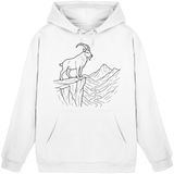 Arvenzo Cliff Edge Hoodie in Arctic White, front view of a unisex hoodie with minimalist design and comfortable fit.