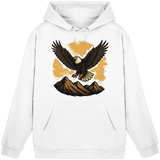 Arvenzo Iron Wing Hoodie in Arctic White, front view of a unisex hoodie with a simple design and comfortable fit.