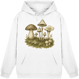 Arvenzo Forest Floor Hoodie in Arctic White, unisex front view showing cozy, casual hoodie with forest-inspired design.
