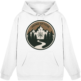 Arvenzo Trail Crest Hoodie in Arctic White, front view of a unisex casual hoodie with a simple design and soft fabric.