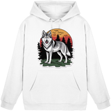 Arvenzo Lone Dusk unisex hoodie in Arctic White, front view showing soft fabric and classic hoodie design.