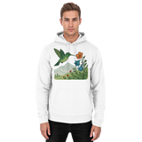 Arvenzo Bloom Wing Hoodie in Arctic White, front view showing unisex design and simple hoodie style.
