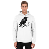 Front view of Arvenzo Dark Raven Hoodie, unisex casual hoodie in Arctic White with a simple design and comfortable fit.