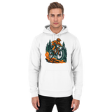 Front view of Arvenzo Dirt Rush unisex hoodie in Arctic White, casual fit with a hood and front pocket.