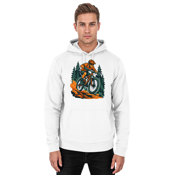 Front view of Arvenzo Dirt Rush unisex hoodie in Arctic White, casual fit with a hood and front pocket.
