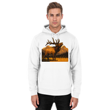 Arvenzo Elk Meadow Hoodie in Arctic White, unisex front view showing soft fabric and classic hoodie design.