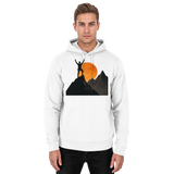 Arvenzo Bold Ascent unisex hoodie in Arctic White, front view showcasing soft fabric and classic hoodie design.