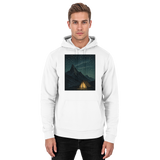 Arvenzo North Light Hoodie in Arctic White, front view of unisex hoodie with simple design and comfortable fit.