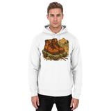 Unisex Arctic White Arvenzo Trail Rest Hoodie front view, showcasing a basic design with a hood and casual fit.