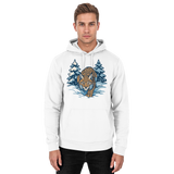 Arvenzo Snow Lynx hoodie in Arctic White, unisex front view showing cozy hoodie with a clean design and soft fabric.