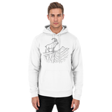 Arvenzo Cliff Edge unisex hoodie in Arctic White, front view showing simple design and comfortable fit.