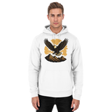 Arvenzo Iron Wing Hoodie in Arctic White, front view, unisex casual hoodie with a minimalist design and comfortable fit.