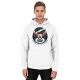 Arvenzo Star Map Hoodie in Arctic White, unisex front view showing celestial star pattern on cozy hoodie fabric.