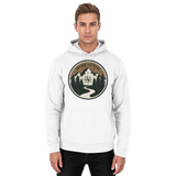 Arvenzo Trail Crest Hoodie in Arctic White, unisex front view showing a casual hoodie with a relaxed fit and soft fabric.