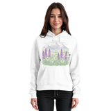 Arvenzo Alpine Bloom Hoodie in Arctic White, front view of a unisex casual hoodie with a simple design.