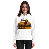 Arvenzo Elk Meadow Hoodie in Arctic White, front view of a unisex hoodie with a simple design and comfortable fit.