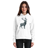 Front view of Arvenzo Mist Crown Hoodie in Arctic White, unisex casual hoodie with a simple design and comfortable fit.