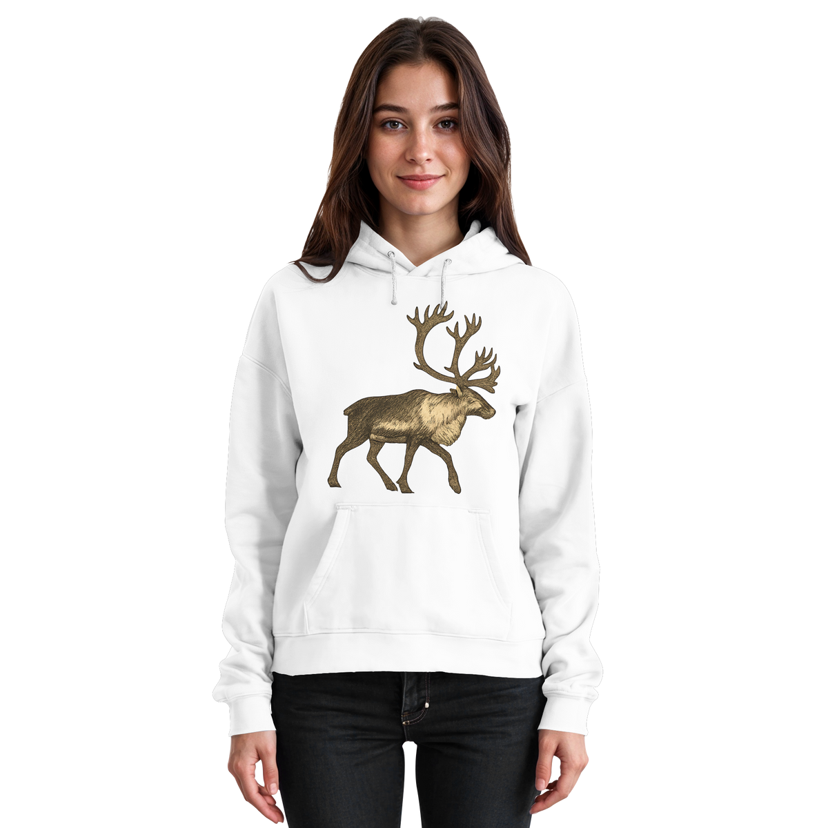 Arvenzo Tundra Walk hoodie in Arctic White, front view showing a cozy unisex hoodie with a simple design and soft fabric.