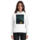 Arvenzo North Light Hoodie in Arctic White, front view, unisex casual hoodie with a simple design and comfortable fit.