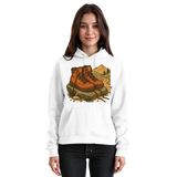 Arvenzo Trail Rest Hoodie in Arctic White, unisex front view showing soft fabric, comfortable fit, and casual hoodie style.