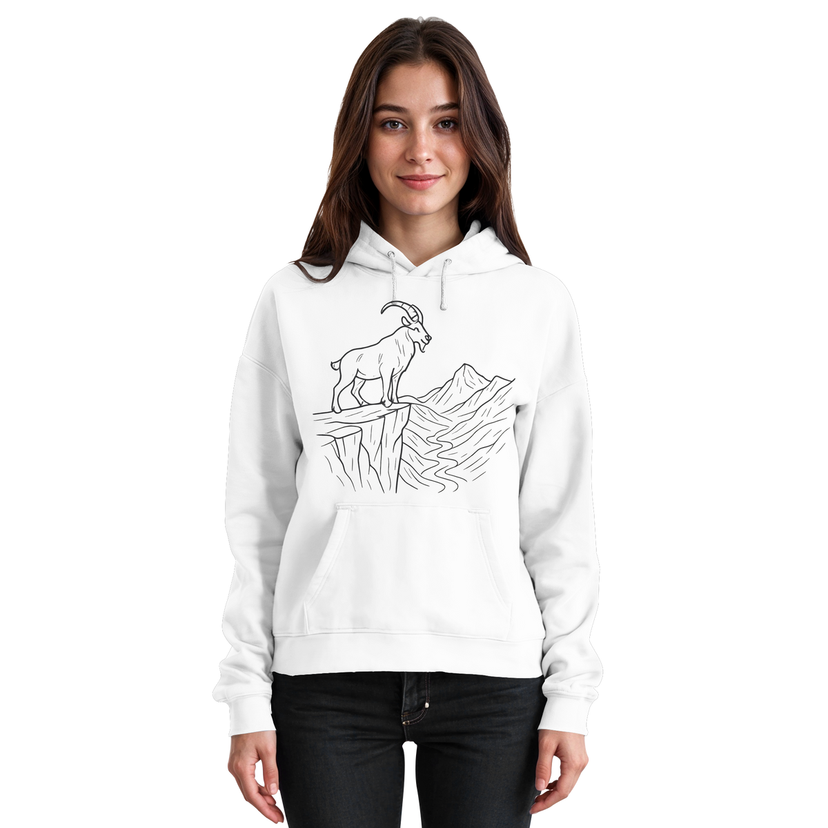 Arvenzo Cliff Edge Hoodie in Arctic White, front view of a basic unisex hoodie showcasing a clean, casual design.