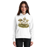 Arvenzo Forest Floor Hoodie in Arctic White, front view showcasing unisex casual hoodie with forest-themed design.