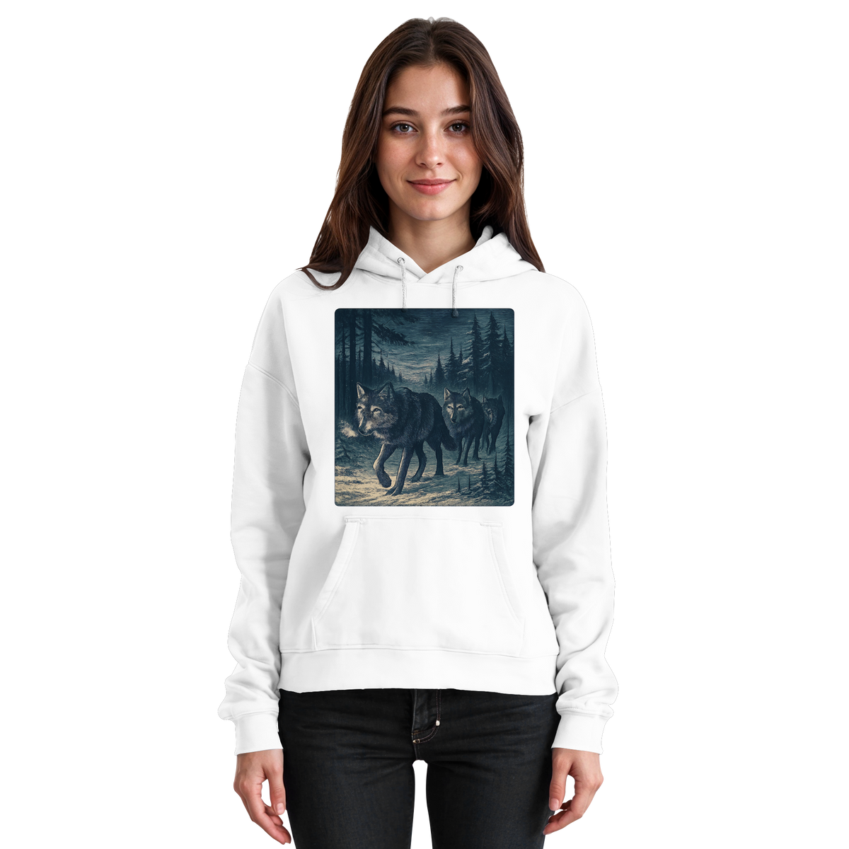 Arvenzo Pack North Hoodie in Arctic White, front view of a unisex hoodie with a simple, casual design and comfortable fit.