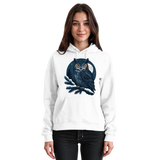 Arvenzo Night Watch hoodie in Arctic White, front view showing unisex hoodie with simple design and soft fabric.