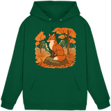 Arvenzo Ember Trail hoodie in bottle green, front view, unisex design with a casual fit and soft fabric.