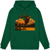 Front view of Arvenzo Elk Meadow hoodie in bottle green, unisex design with a simple, comfortable fit.